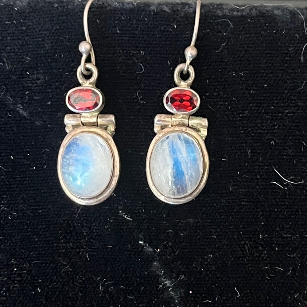 VTG Sterling and Moonstone/Garnet Earrings